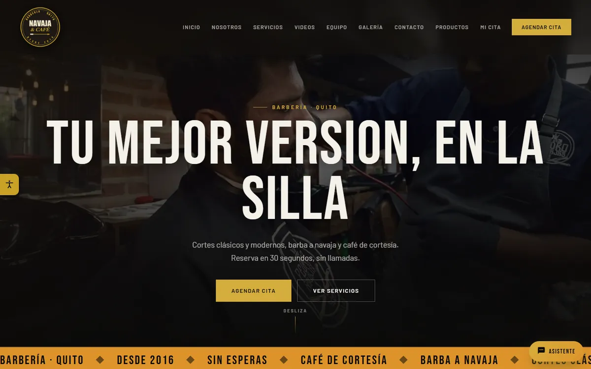Sample website of the template: Barbershop and hair salon