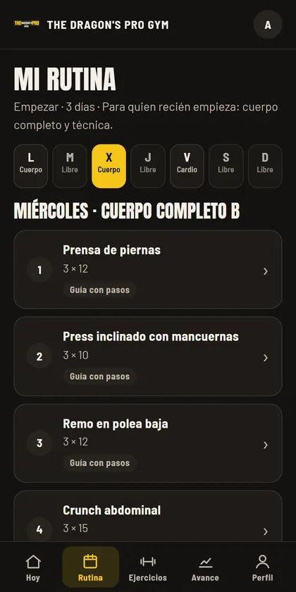 weekly routine in the members app