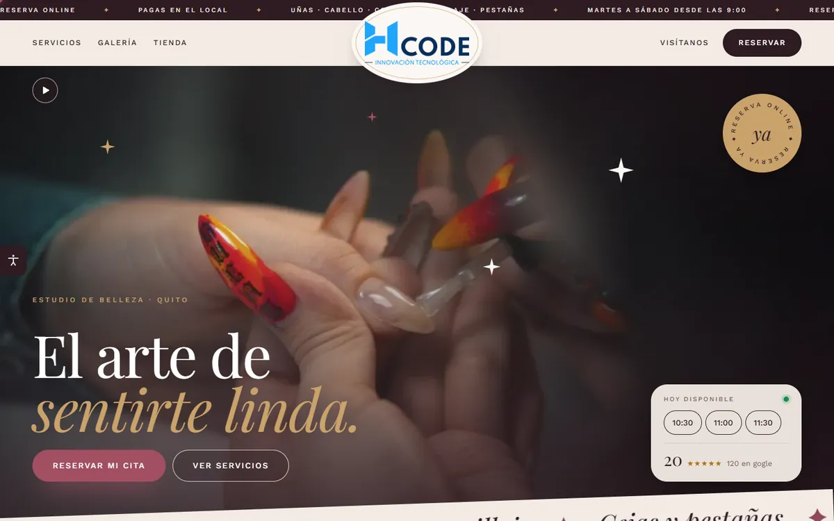 Sample website of the template: Beauty salon