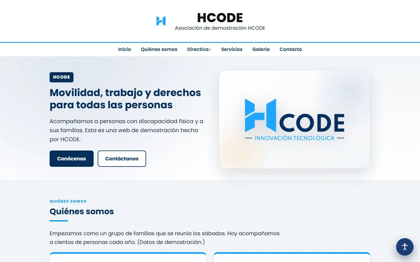 Web de asociación con panel: captura del sistema