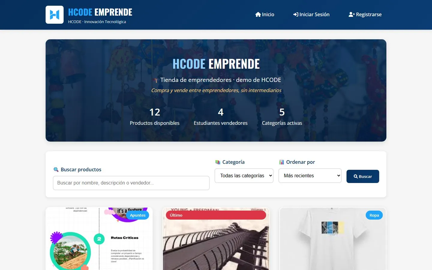 Marketplace de emprendedores: captura del sistema