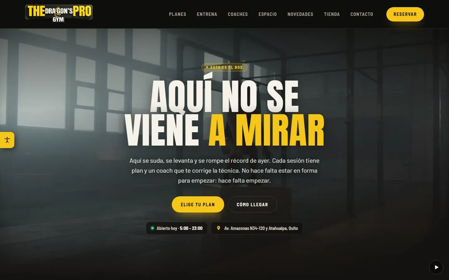 Plantilla de gimnasio: captura del sistema